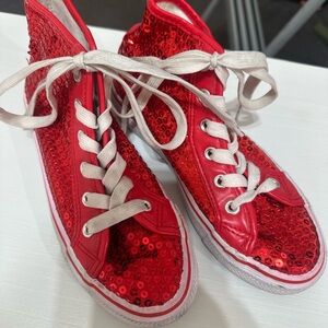 Balera Red Sequin Kids High-Top Sneakers Dance Hip Hop Shoes